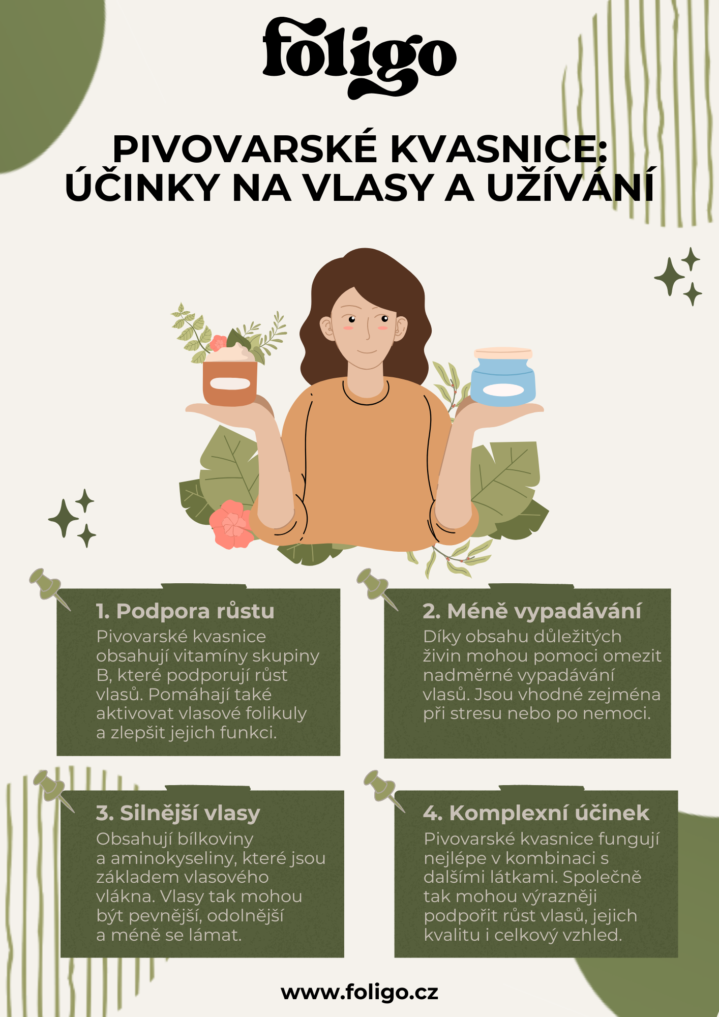 Infografika: Pivovarské kvasnice - účinky na vlasy a užívání
