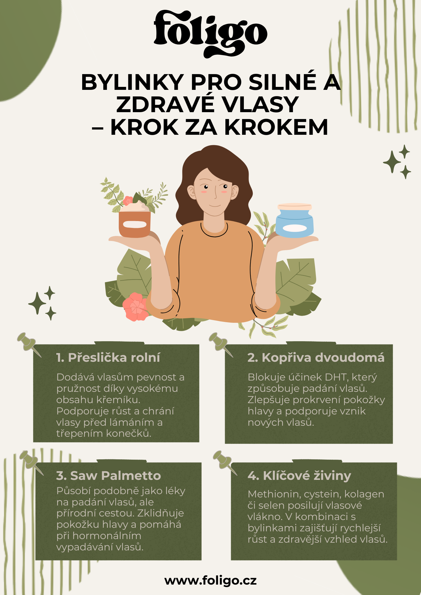 Infografika: Nejlepší bylinky na vlasy krok za krokem
