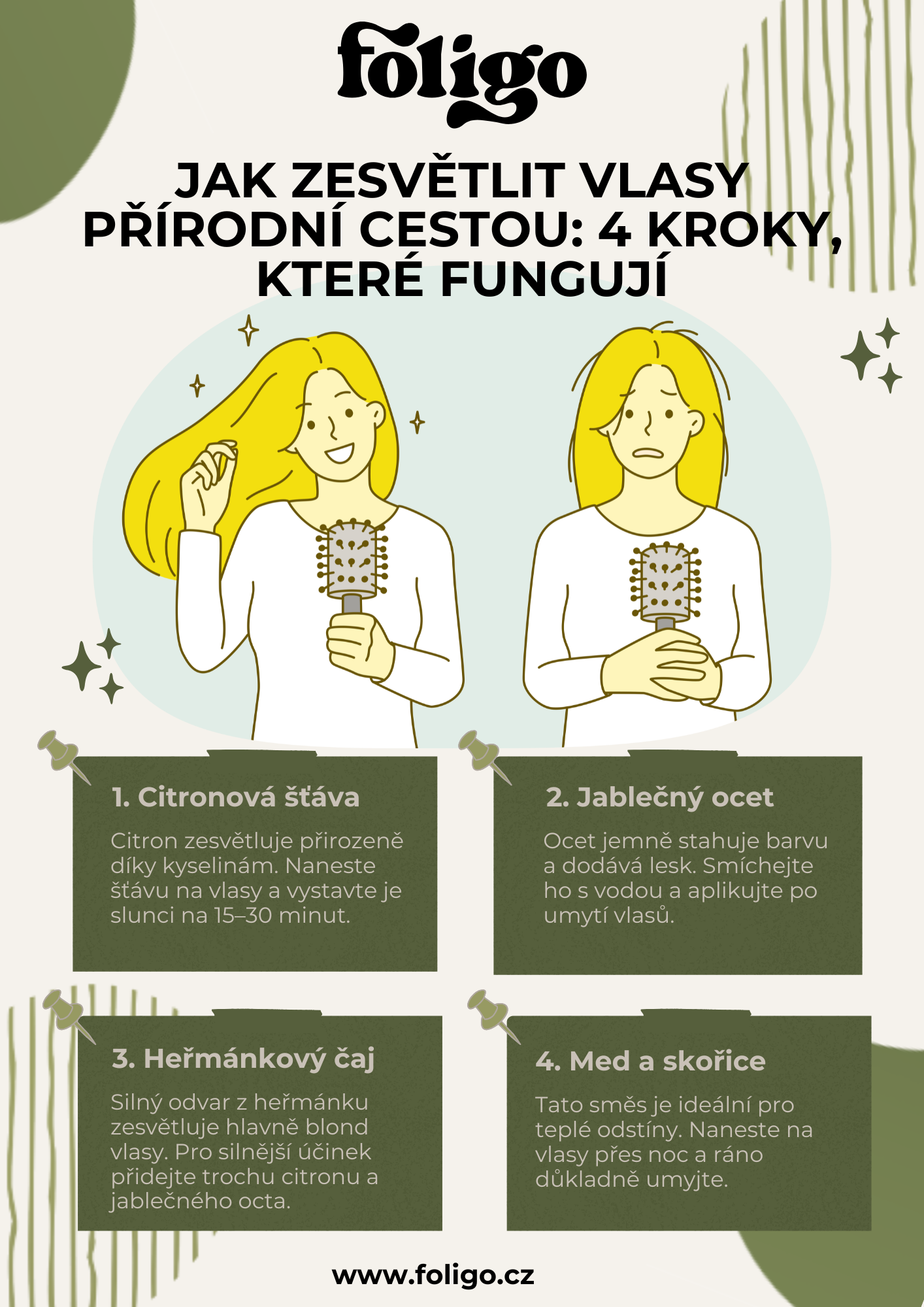 infografika přírodní zesvětlení vlasů